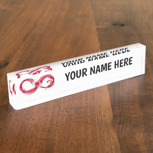 Oneindigheid met rode wijn naambordje (Zijkant)