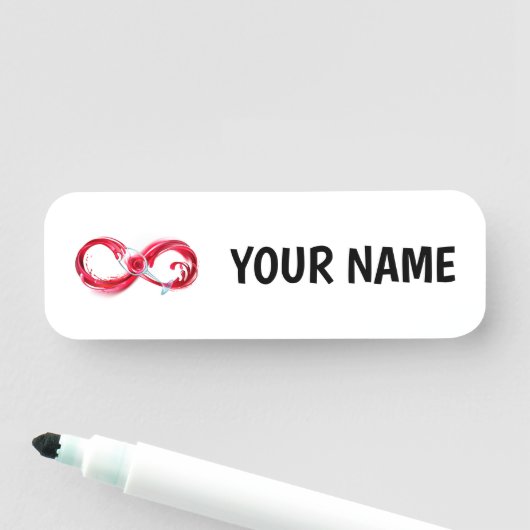 Oneindigheid met rode wijn naamplaatje (In situ)