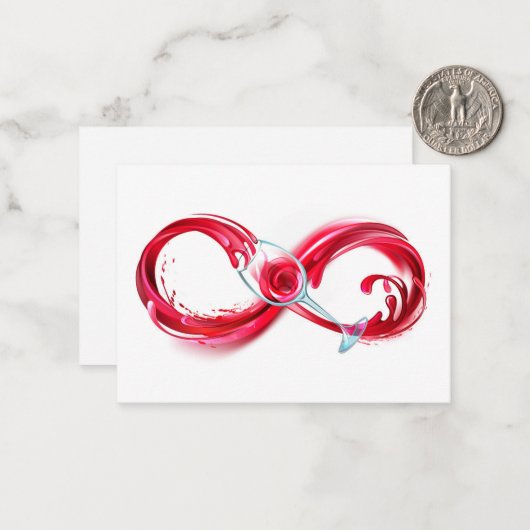 Oneindigheid met rode wijn notitiekaartje (Voorkant / Achterkant in situ)