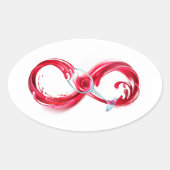 Oneindigheid met rode wijn ovale sticker (Voorkant)
