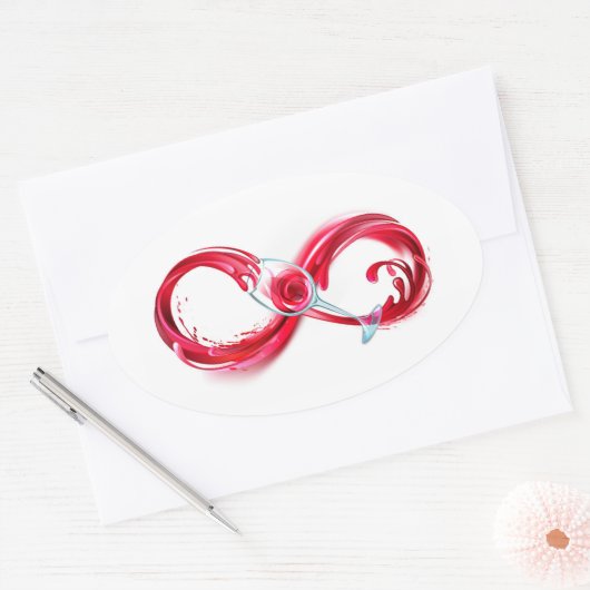 Oneindigheid met rode wijn ovale sticker (Envelop)