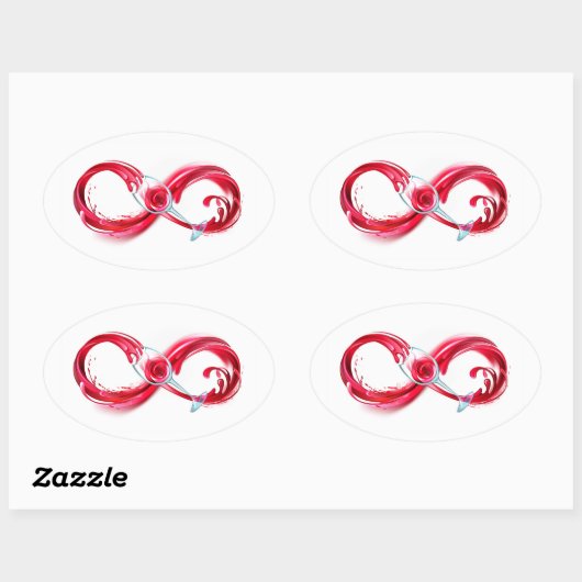 Oneindigheid met rode wijn ovale sticker (Vel)