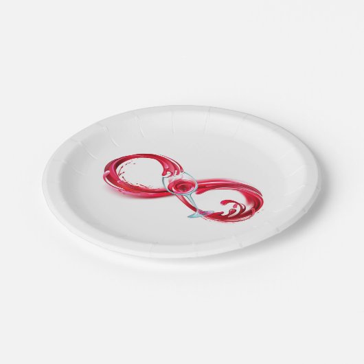 Oneindigheid met rode wijn papieren bordje (Gekanteld)