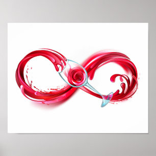Oneindigheid met rode wijn poster