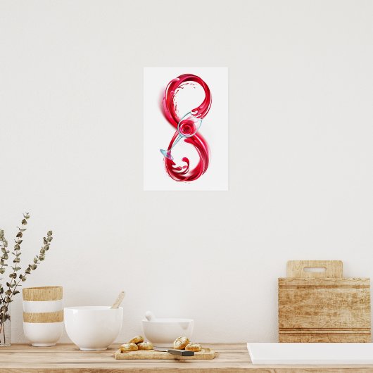 Oneindigheid met rode wijn poster (Keuken)