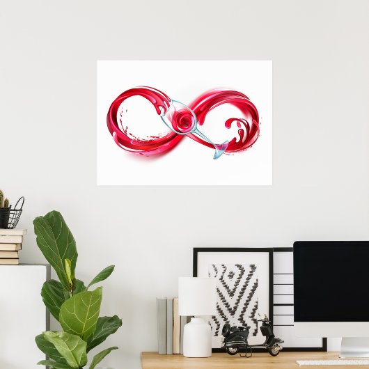Oneindigheid met rode wijn poster (Thuiskantoor)