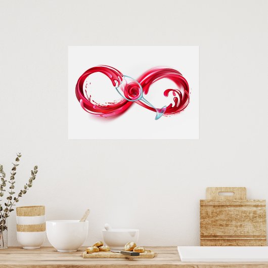 Oneindigheid met rode wijn poster (Keuken)