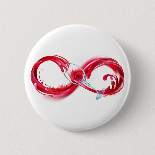 Oneindigheid met rode wijn ronde button 5,7 cm (Voorkant)