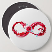 Oneindigheid met rode wijn ronde button 6,0 cm (Voorkant /achterkant)