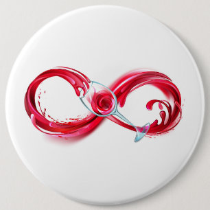 Oneindigheid met rode wijn ronde button 6,0 cm