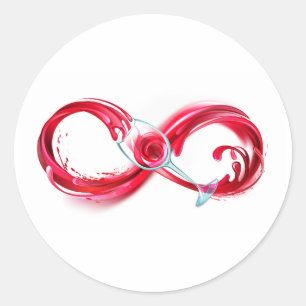 Oneindigheid met rode wijn ronde sticker