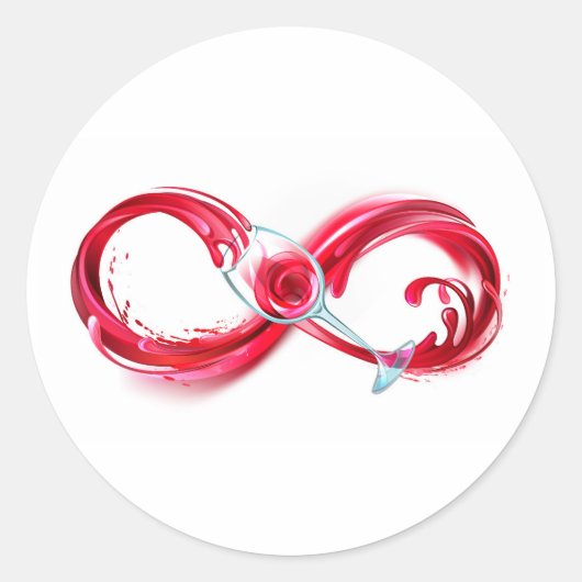 Oneindigheid met rode wijn ronde sticker (Voorkant)