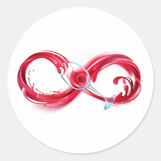 Oneindigheid met rode wijn ronde sticker (Voorkant)