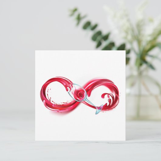 Oneindigheid met rode wijn save the date (Staand voorkant)