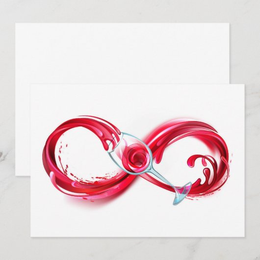 Oneindigheid met rode wijn save the date (Voorkant / Achterkant)