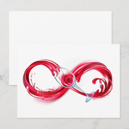 Oneindigheid met rode wijn save the date (Voorkant / Achterkant)