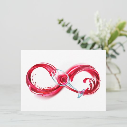 Oneindigheid met rode wijn save the date (Staand voorkant)