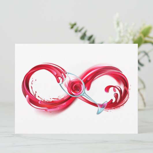 Oneindigheid met rode wijn save the date (Staand voorkant)