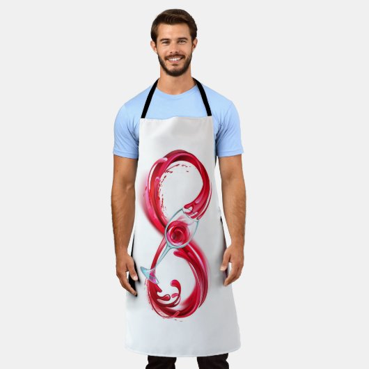 Oneindigheid met rode wijn schort (Gedragen)
