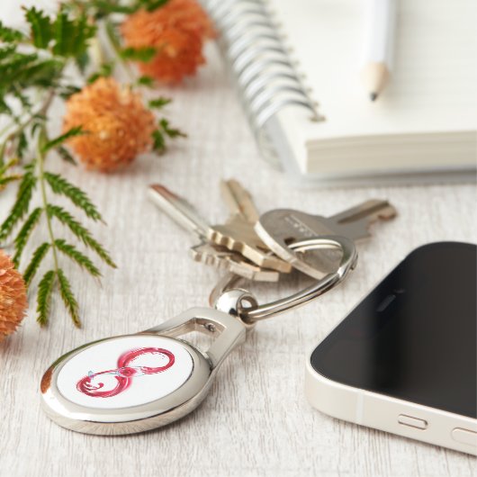 Oneindigheid met rode wijn sleutelhanger (Zijkant)