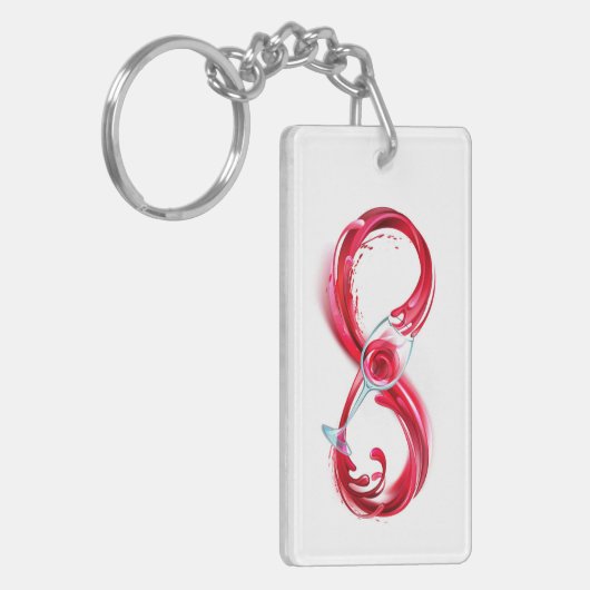 Oneindigheid met rode wijn sleutelhanger (Voorkant Links)