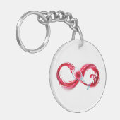 Oneindigheid met rode wijn sleutelhanger (Voorkant Links)