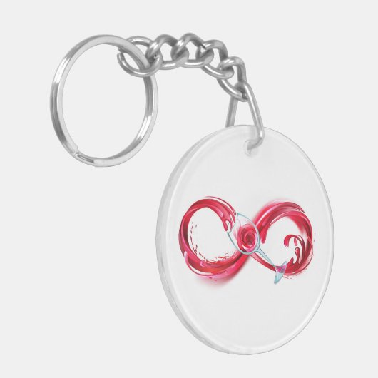 Oneindigheid met rode wijn sleutelhanger (Voorkant Links)