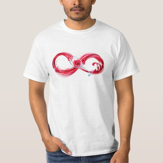 Oneindigheid met rode wijn t-shirt (Voorkant)