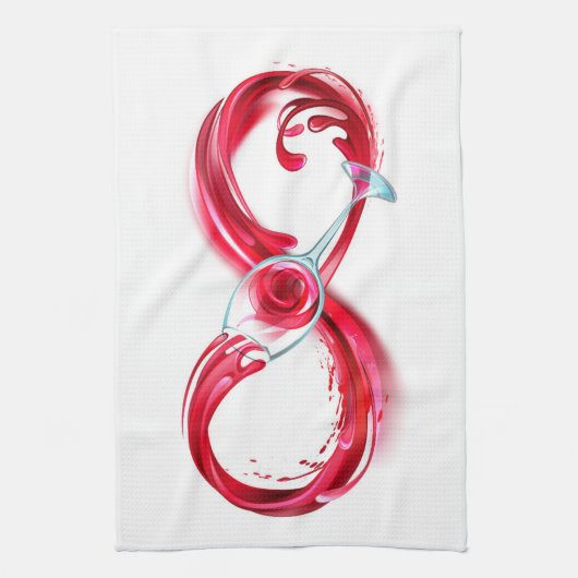 Oneindigheid met rode wijn theedoek (Verticaal)