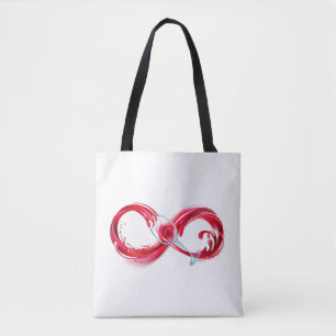 Oneindigheid met rode wijn tote bag