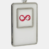 Oneindigheid met rode wijn verzilverd omlijst ornament (Rechts)