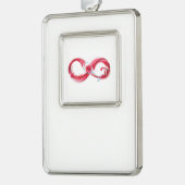 Oneindigheid met rode wijn verzilverd omlijst ornament (Links)