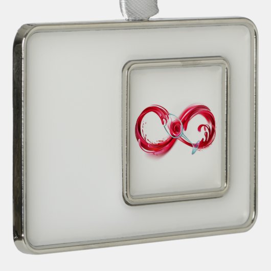 Oneindigheid met rode wijn verzilverd omlijst ornament (Rechts)