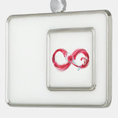 Oneindigheid met rode wijn verzilverd omlijst ornament (Links)