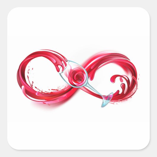 Oneindigheid met rode wijn vierkante sticker (Voorkant)