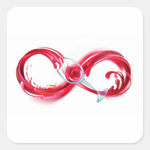 Oneindigheid met rode wijn vierkante sticker