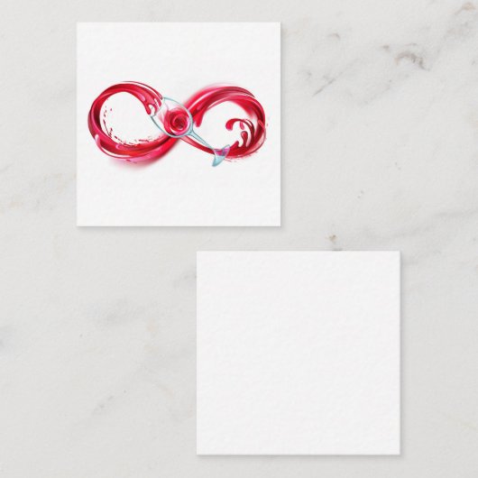 Oneindigheid met rode wijn vierkante visitekaartje (Voorkant / Achterkant)
