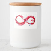 Oneindigheid met rode wijn voedselcontainer etiket (Voorkant)