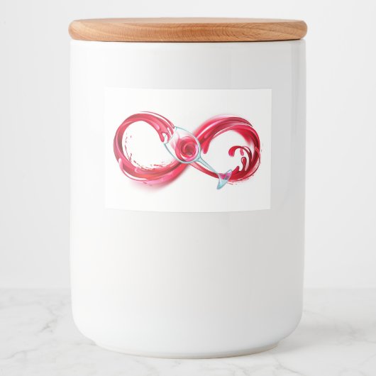 Oneindigheid met rode wijn voedselcontainer etiket (Voorkant)