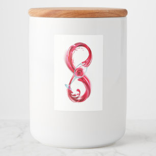 Oneindigheid met rode wijn voedselcontainer etiket