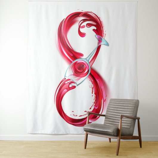 Oneindigheid met rode wijn wandkleed (In situ)