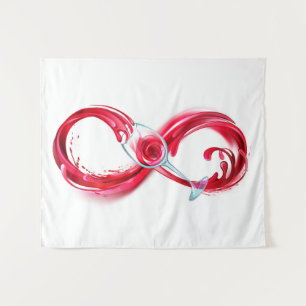 Oneindigheid met rode wijn wandkleed