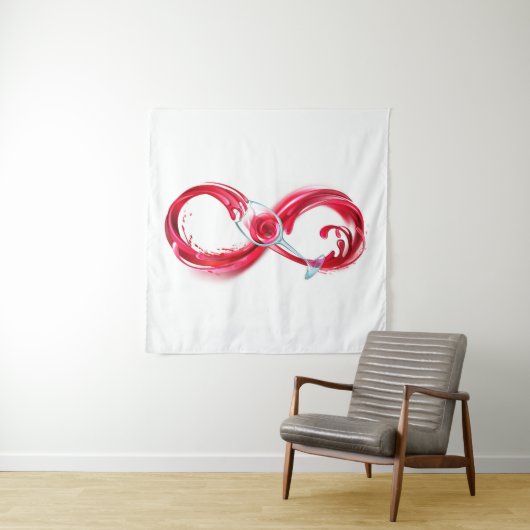 Oneindigheid met rode wijn wandkleed (In situ)