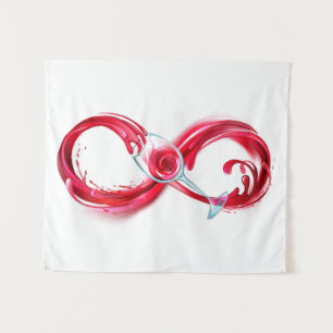 Oneindigheid met rode wijn wandkleed