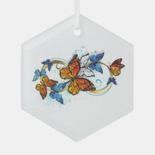 Oneindigheid van Monarch Vlinders Glas Ornament