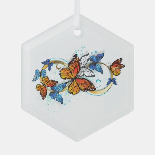 Oneindigheid van Monarch Vlinders Glas Ornament (Voorkant)