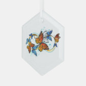 Oneindigheid van Monarch Vlinders Glas Ornament (Voorkant links)