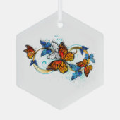 Oneindigheid van Monarch Vlinders Glas Ornament (Achterkant)