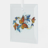 Oneindigheid van Monarch Vlinders Glas Ornament (Voorkant links)