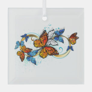 Oneindigheid van Monarch Vlinders Glas Ornament